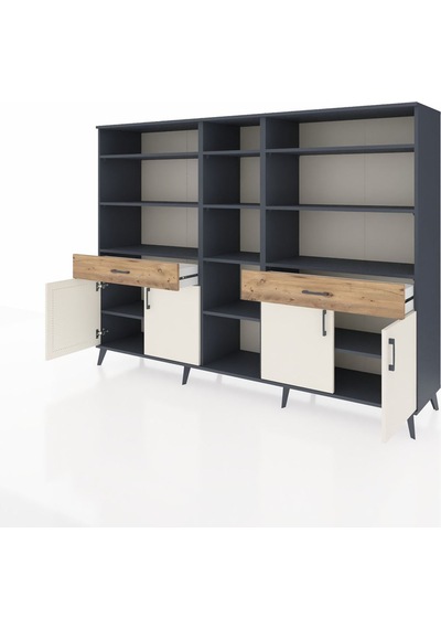 Hyperion Dolap 12 Raflı 2 Çekmeceli 4 Kapaklı 220x44x163 Antrasit Antrasit-aytaşı/çam Hyperion Dolap 12 Raflı 2 Çekmeceli 4 Kapaklı 220x44x163 Antrasit Antrasit-aytaşı/çam