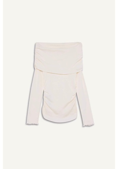Defacto Slim Fit Omzu Açık Ribana Tişört G8072AX26SP
