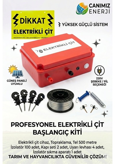 Elektrikli Çit Seti 2-3 Dönüm Montaj Aparatlı Ayı Kovucu Ve Domuz Kovucu Kurulum Paketi