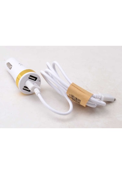 Ardemix 3 Usb Li 2 İn 1 Micro Araç Şarj Seti 3000 Mah - Beyaz Beyaz