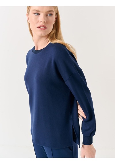 Jimmy Key Lacivert Bisiklet Yaka Uzun Kollu Oversize Sweatshirt Lacivert