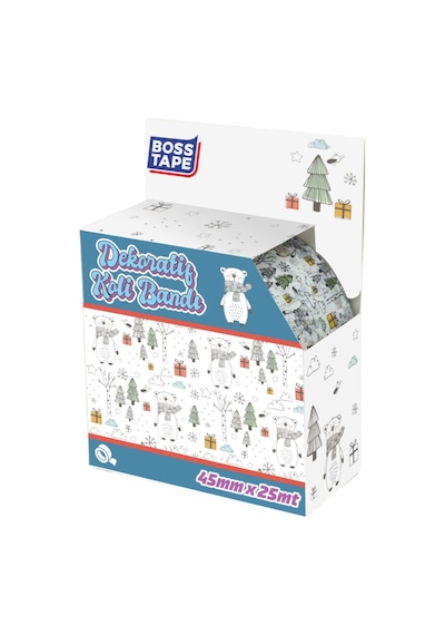 Dekoratif Ambalaj Ve Paketleme Bandı 45Mmx25Mt Ayıcık Desenli