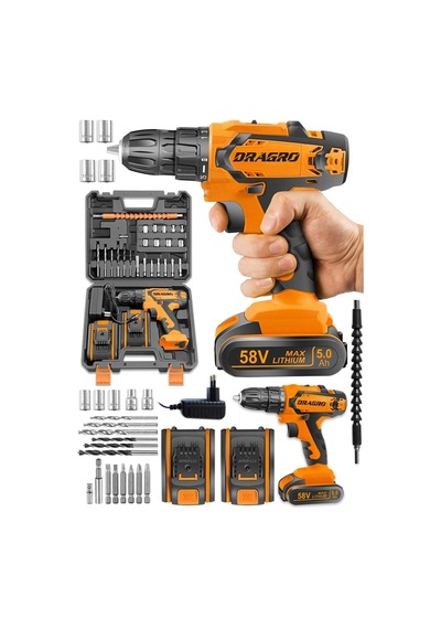 Dragro GTX-58 58V 5Ah Turuncu Darbeli Çift Akülü Vidalama Makinesi Dragro GTX-58 58V 5Ah Turuncu Darbeli Çift Akülü Vidalama Makinesi