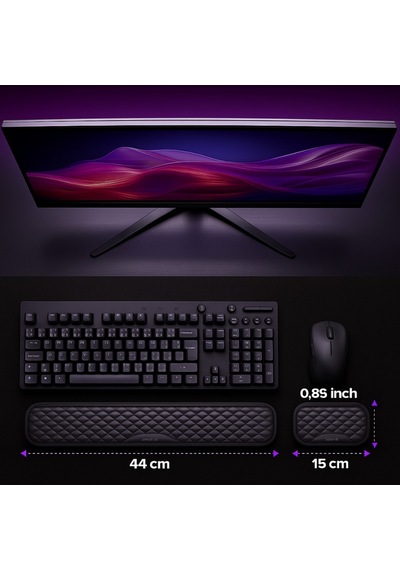 Polham Klavye Ve Mouse İçin Ergonomik Bilek Destek Seti, Ultra Yumuşak Silikon Dolgulu Kaymaz, Bilek Yastığı