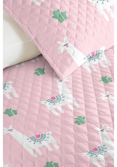 Evimde Bambaşka Lama Pembe Pastel Kız Çocuk Pike Takımı - Sevimli Alpaka Mint Bebek Odası Yatak Örtüsü - 160x220 CM Evimde Bambaşka Lama Pembe Pastel Kız Çocuk Pike Takımı - Sevimli Alpaka Mint Bebek Odası Yatak Örtüsü - 160x220 CM