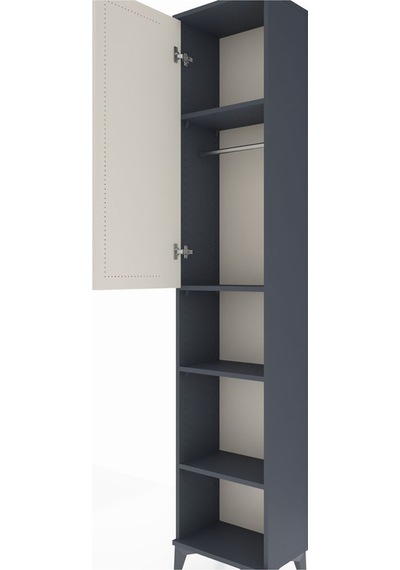 Arges Dolap 4 Raflı Tek Kapaklı Tek Askılı 44x30x221 Antrasit-aytaşı Antrasit