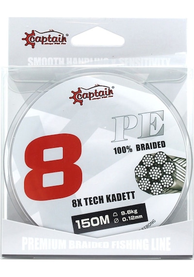 Captain X8 Kadett Tech Pe 8 Örgü Spin İpi 150mt Dark Green 0.18 Mm