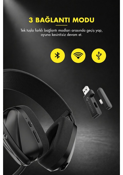 Ghost Pro Triple Mode Bluetooth/2.4g/kablolu Profesyonel Mikrofonlu Oyuncu Kulaklığı Siyahh