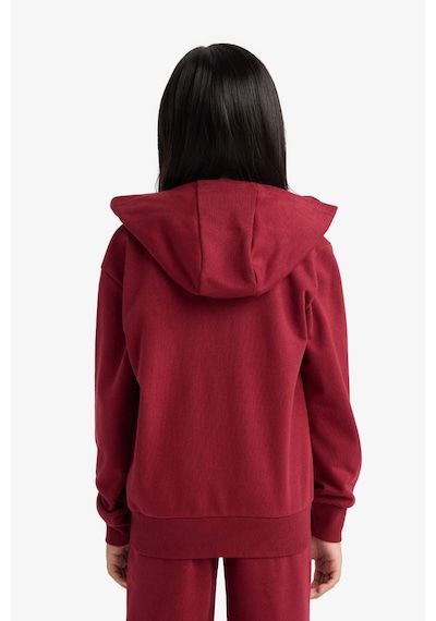 Defacto Kız Çocuk Basic Düz Kapüşonlu Fermuarlı Sweatshirt C8110a825aubr281 Bordo