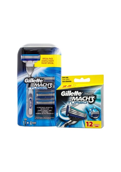 Gillette Mach-3 Turbo 1up Tıraş Makinesi + 16 Başlık