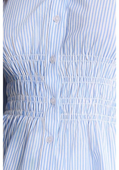 Defacto Fıtted Çizgili Poplin Gömlek H0347ax26spbe306 Mavi-be306