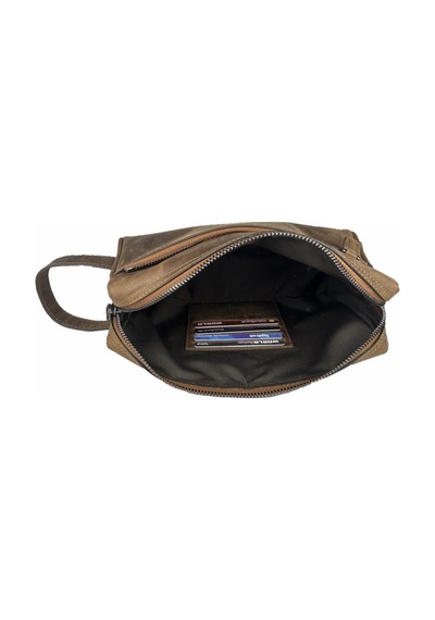Çanta Yurdu Hakiki Deri Ca253 Dopp Kit El Çantası Tigon Taba Kahverengi