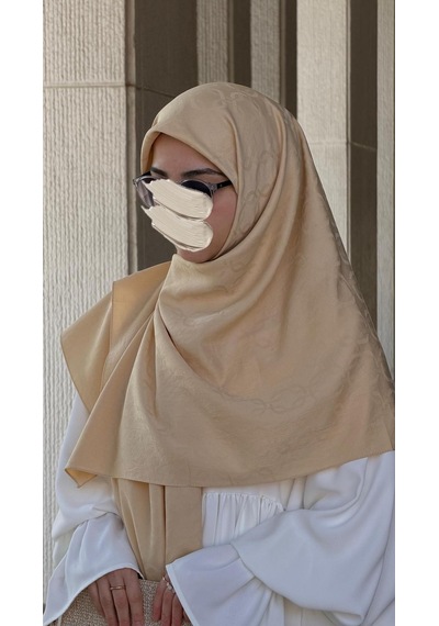 Qalortex Scarf Premium Jakarlı Mira B.boy Eşarp -gold