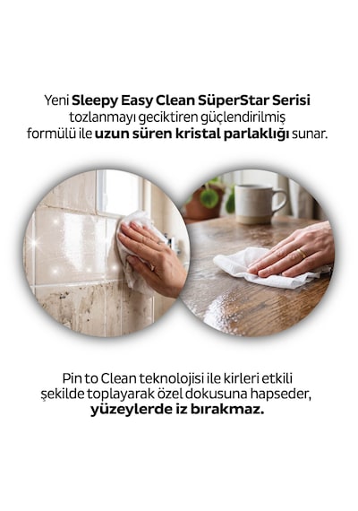 Sleepy Easy Clean Süperstar Yüzey Temizlik Havlusu Mendili Begonvil+frezya+şakayık 6x100 600 Yaprak Beyaz