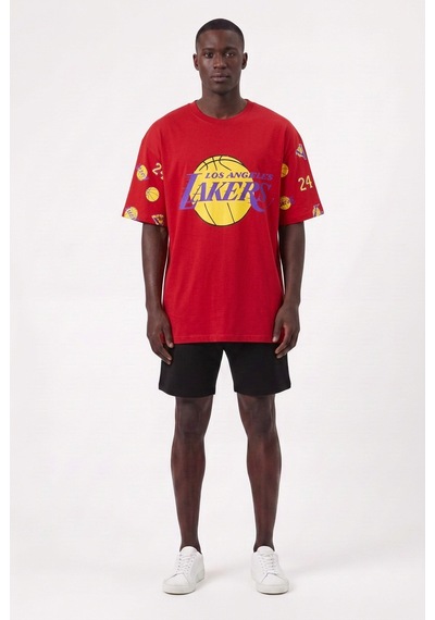 Blow Up Lakers Orta Logo Kırmızı Oversize Erkek T-shirt 10745 SİYAH