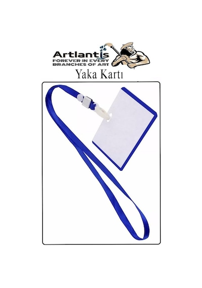 Artlantis Mavi İpli Yaka Kartı 1 Adet Ayarlanabilir Boyuna Asma Kimlik Koruyuculu Pvc Mavi Yaka Kartlığı Seyehat Of
