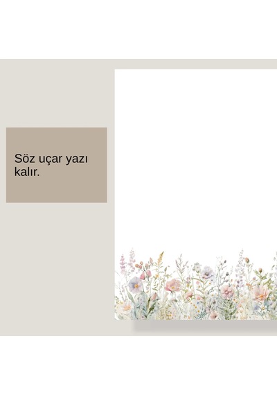 Tarla Çiçekleri Mektup Not Kağıdı, +5 Düz Kağıt +5 Çizgili Kağıt A4 Boyut