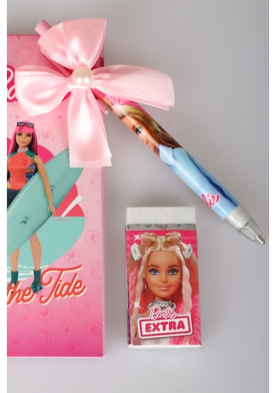 X Dekomus Lisanslı Barbie A6 Bloknot, Kurdele Başlıklı Uçlu Kalem Ve Silgi Seti Diğer