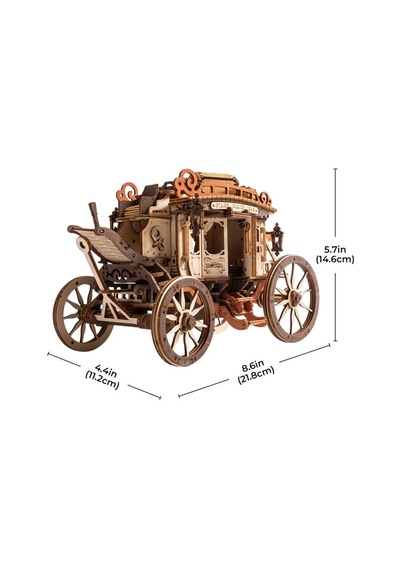 Rokr Amka1 Müzik Kutusu Stage Coach Music Box Dıy Mechanical 3d Wooden Puzzle Maket Model Seti 3d Model Kit Detaylı Dekoratif Hobi Seti Ahşap Maket Hareketli