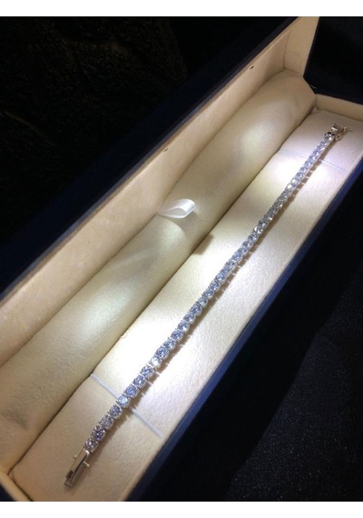 Vog Su Yolu 4mm Zirconia Taşlı Beyaz Renk 925 Ayar Gümüş Sevgiliye Eşe Anneye Hediye Bileklik