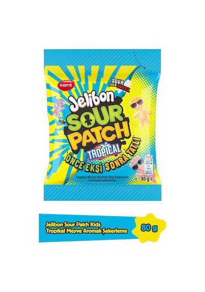 Kent Jelibon Sour Patch Tropikal Meyve Aromalı Yumuşak Şekerleme 24 x 80 G