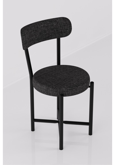 Sandalye 1 Adet Keten Kumaş Metal Ayak Modern Mutfak Sandalyesi Cafe Balkon Ofis Teddy 9817 Anstrast Çok Renkli