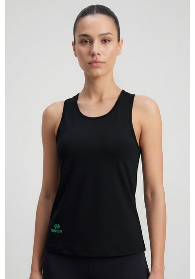 Tommy Life Siyah Standart Fit Çapraz Sırt Detaylı Kadın Spor Atlet - 97296