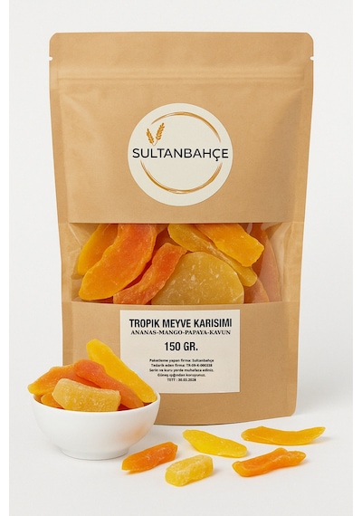 Kuru Meyve 150 Gr Tropikal Karışık Kuru Meyve Papaya Ananas Kavun Mango Atıştırmalık Diğer