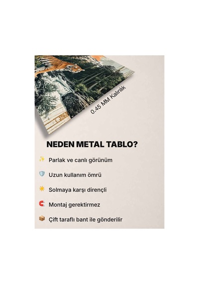Kaplan Ve Dağ Manzaralı Metal Tablo - Vahşi Doğa Duvar Dekoru, Metal Poster Wall Art Çok Renkli - 923864739 Çok Renkli - 923864739 Çok Renkli
