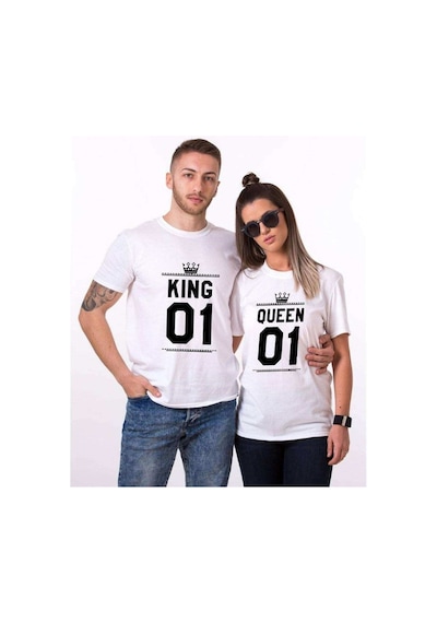 Tshirthane King Queen 01 Sevgili Kombinleri Tshirt Kombini Beyaz