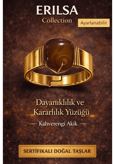 Sertifikalı Kahverengi Akik Doğal Taş Yüzük Dayanıklılık Ve Kar Çok Renkli