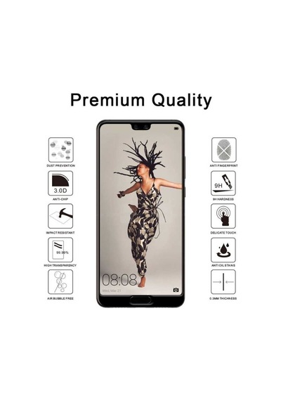 Huawei P20 Ekranı Tam Kaplayan Düz Cam Koruyucu 001