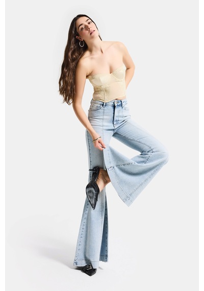 Itsbasic Kadın Kot Rengi 4s6-32 Flare Fit Elastan Denim Jean