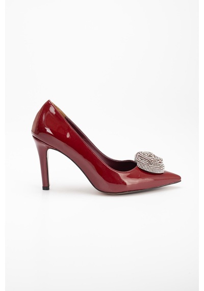 Dilimler Ayakkabı Rugan İnce Topuk Bordo Ten Kadın Stiletto-2530-bordo Bordo