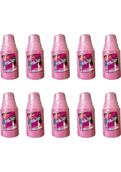 Roll-up Party Dreams Parti Davet Piknik Renkli Plastik Sert Mika Bardak - Pembe - 25'li 10 Paket Pembe