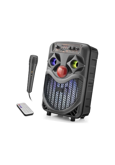 Karaoke Mikrofonlu Bluetooth Hoparlör Fm Radyo 10w 8 İnç Rgb Siyah Ndrp66 Evimdeyokyok
