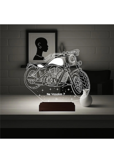 Luvivia Motosiklet Motor Harley Kişiye Özel 3d Lamba - Masa Gece Lambası Şeffaf