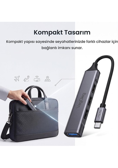4 Portlu Type-c To Usb 3.0 + 3 Usb 2.0 Çoklayıcı Dönüştürücü Usb Hub