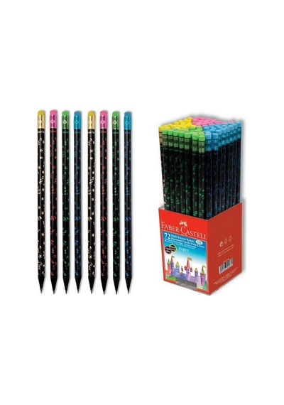 Party Silgili Yuvarlak Kurşun Kalem Siyah Ahşap 72 Li Paket Nocolor