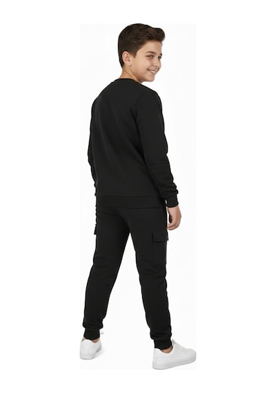 Baglan Erkek Çocuk Önü Baskılı Sweatshirt Ve Eşofman Alt Takım Bgl-st05247 Siyah