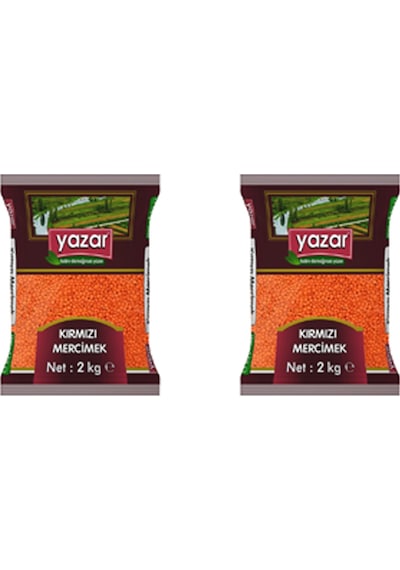 Yazar Yerli Kırmızı Mercimek 2 x 2 KG