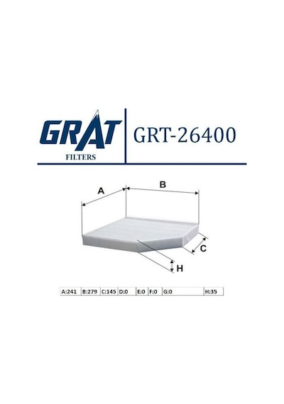 Grat 26400 Kabin Filtresi A4 1.8tfsı 2.0 Tfsı 3.0tfsı 07 A5 2.0 Tfsı I 07 Q5 2.0 Tfsı 2.0 Tdı 09 8k0819439