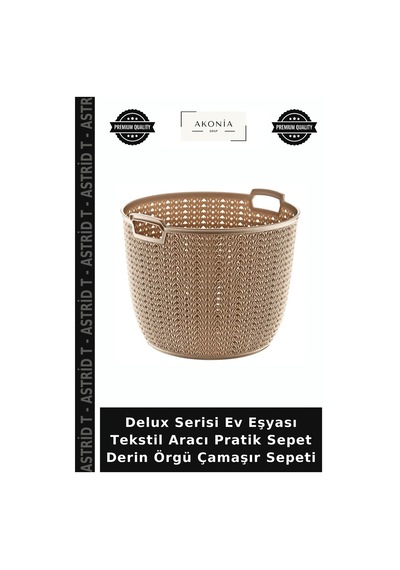 Delux Serisi Ev Eşyası Tekstil Aracı Pratik Sepet Derin Örgü Çamaşır Sepeti Çok Renkli