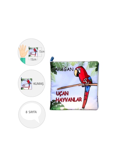 Tox Uçan Hayvanlar Kumaş Sessiz Kitap T053 - Bez Kitap , Eğitici Oyuncak , Yumuşak Ve Hışırtılı