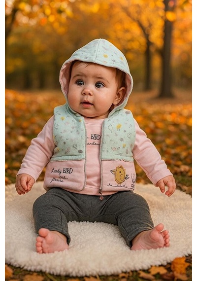 Bubiee Baby Yelekli Badili Pantolonlu 3'lü Takım Çok Renkli