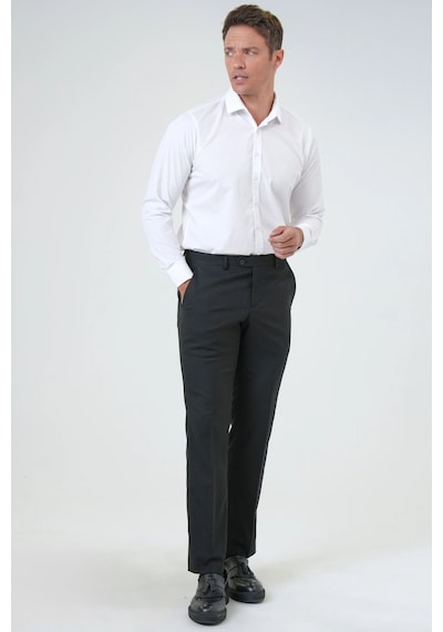 Süvari Slim Fit Bistre Erkek Kumaş Pantolon Siyah