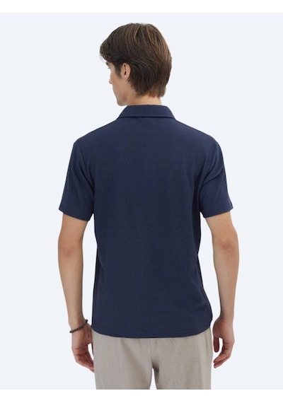 Kip Lacivert Desenli Polo Yaka T-shirt Lacivert