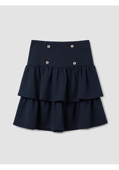 LC Waikiki Lcw Kids Lacivert Kız Çocuk Düğme Detaylı Katkat Etek Dark Navy