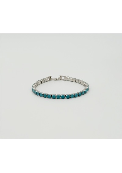 White Gold Plated Mavi Taşlı Su Yolu Bileklik Silver