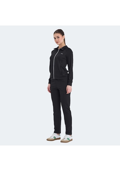 Slazenger REFER Kadın Fermuarlı Dik Yaka Cepli Siyah Eşofman Takımı